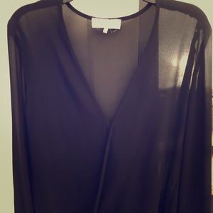 Sheer black vneck blouse